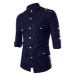 Men Shirt 2019 Fashion Korean Wild Long Sleeve Casual Shirts Men Epaulet Buttons Decorate Uniform Slim Fit Men's Clothing Black