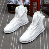 Brand Men Fashion Casual Shoes Ankle Boots PU Leather Thick Bottom Men High Top Shoes Leisure Hip-hop Boots Botas Hombre