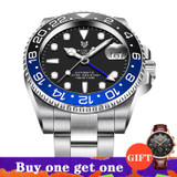 2020 New LIGE Sapphire Watches for Men Luxury Brand Ceramic Bezel GMT Automatic Watch 100M Waterproof Sport Mechanical Men Watch