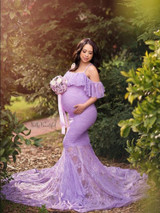 Pink Purple Sexy Lace Sling Women Dress Maternity Photography Props Off Shoulder Pregnancy Maternity Gown For Shoot Photo Dress
