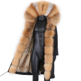 S-7XL winter X-Long New Gray Natural Real Fox Fur Jacket Coats men Fashion Real Fur Coat Long Parkas Winter Black Parka