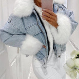 Jacket Women Denim Casual Jacket Women Long Sleeve Short Thick Coats Elegant Winter Outwear Office Ladies Solid Streetwear