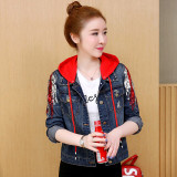 2020 New Women's Denim Jackets Vintage Casual Single Breasted Detachable Hooded Coat Female Jeans Basic Jackets Outerwear R74