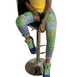 2020 New Fashion Ripped Jeans For Women Scratch Denim Trousers High Waisted Skinny Pencil Pants Hollow out Sexy Female Jeans