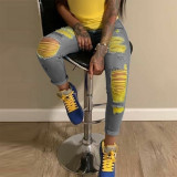 2020 New Fashion Ripped Jeans For Women Scratch Denim Trousers High Waisted Skinny Pencil Pants Hollow out Sexy Female Jeans
