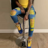 2020 New Fashion Ripped Jeans For Women Scratch Denim Trousers High Waisted Skinny Pencil Pants Hollow out Sexy Female Jeans