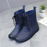 SWYIVY Rainboots Woman Ankle Martin Shoes Waterproof 2018 Female Denim Color Rain Boots PVC Comfortable Ladies Willies Rainboots