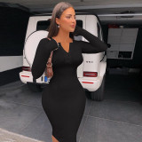 Dulzura Ribbed Knitted Women Midi Dress Solid Long Sleeve Buttons O Neck Bodycon Sexy Party Elegant 2020 Autumn Winter Club Dulzura Ribbed Knitted Women Midi Dress Solid Long Sleeve Buttons O Neck Bodycon Sexy Party Elegant 2020 Autumn Winter Club
