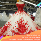 LS00379 luxury sexy evening dress gowns vestidos de festa longo vestido longo de festa para casamento avondjurk red lace flowers