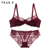Hollow Sexy Bra Ultrathin Underwear Set Plus Size C D Cup Women Transparent Bra Sets Lace Embroidery Lingerie Gray Brassiere Hollow Sexy Bra Ultrathin Underwear Set Plus Size C D Cup Women Transparent Bra Sets Lace Embroidery Lingerie Gray Brassiere