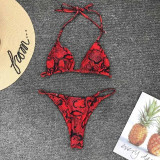 2019 New High Waist  Bikini set Yellow Bandeau Swimsuit Sexy Print Thong Bikini Women Swimwear Two-pieces Bather Bathing Suit
