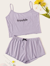 Letter Print Cami Pajama Set Letter Print Cami Pajama Set