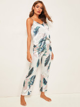 Tropical Print Satin Cami Pajama Set