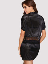 Contrast Lace Robe With Thong