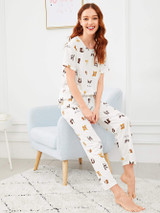 Allover Dog Print Pajama Set