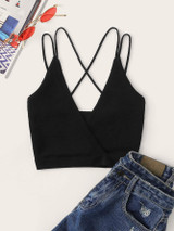 Rib-knit Strappy Wrap Bralette Top