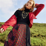 Multicolor Elegant Print Pleated Mid Waist Skirt
