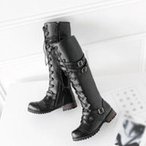 Women Round Toe Steampunk Gothic Vintage Style Retro Punk Buckle Military Combat Boots