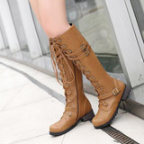 Women Round Toe Steampunk Gothic Vintage Style Retro Punk Buckle Military Combat Boots