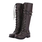 Women Round Toe Steampunk Gothic Vintage Style Retro Punk Buckle Military Combat Boots