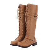 Women Round Toe Steampunk Gothic Vintage Style Retro Punk Buckle Military Combat Boots