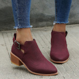 Women Hollow Out Ankle Boot for Women Ladies Pointed Toe Square Heel