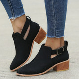 Women Hollow Out Ankle Boot for Women Ladies Pointed Toe Square Heel