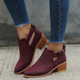 Women Hollow Out Ankle Boot for Women Ladies Pointed Toe Square Heel