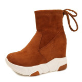 Women Ankle Boots Platforms Shoes Woman High Heels Inside Height Increasing Faux suede Boots Women Ankle Boots Platforms Shoes Woman High Heels Inside Height Increasing Faux suede Boots
