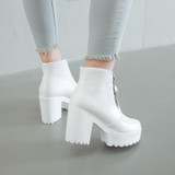 Black White Platform Ankle Boots for Women High Heels Boots