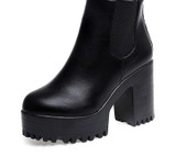 Chelsea Boots Female Leather Women Boots Thick Heels Ankle Boots