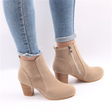 Women Boots Flock Ankle Boots Ladies Party Western Stretch Fabric Boots