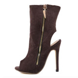 Women Sexy Ankle Boots Lapel Front Open Stilettos Pumps Peep Toe Chelsea Woman Ankle Boots