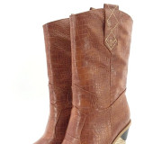 Microfiber leather women's ankle boots pointed toe western cowboy boots