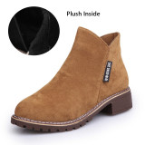 Women Casual shoes Thick Heel Suede Warm Fur Plush Women Shoes