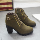 Boots Women Shoes Women Fashion High Heel Lace Up Ankle Boots
