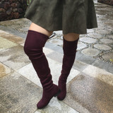 Stretch Faux Suede Thigh High Boots