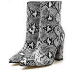 Eilyken Women Zipper Boots Snake Print Ankle Boots