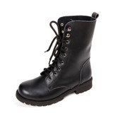 New Buckle Winter Motorcycle Boots Women British Style Ankle Boots
