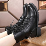 New Buckle Winter Motorcycle Boots Women British Style Ankle Boots