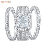 Newshe 3Pcs Wedding Rings For Women Solid 925 Sterling Silver Engagement Ring Bridal Set Cross Princess Cut Zircons Jewelry Newshe 3Pcs Wedding Rings For Women Solid 925 Sterling Silver Engagement Ring Bridal Set Cross Princess Cut Zircons Jewelry