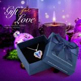 CDE Women Silver Color Necklace Embellished with Crystals from Swarovski Necklace Angel Wings Heart Pendant Valentines Gift