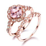 UMCHO Solid Sterling Silver Morganite Rings For Women Engagement Anniversary Band Ring Set Pink Gemstone Valentine's Gift