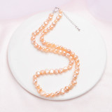 ASHIQI Real 7-8mm Freshwater Pearl Necklace for Women Classic Natural Baroque Pearl Jewelry