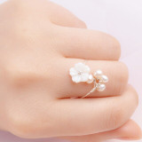 ASHIQI Natural Freshwater Pearl 925 Sterling Silver Ring Fashion Natural shell Flowers Handmade jewelry for women