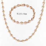 Davieslee Jewelry Sets For Women Men 585 Rose Gold Bracelet Necklace Set Double Cuban Weaving Bismark Chain Jewelry 2019 LCS04