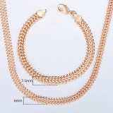 Davieslee Jewelry Sets For Women Men 585 Rose Gold Bracelet Necklace Set Double Cuban Weaving Bismark Chain Jewelry 2019 LCS04