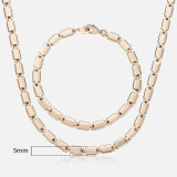 Davieslee Jewelry Sets For Women Men 585 Rose Gold Bracelet Necklace Set Double Cuban Weaving Bismark Chain Jewelry 2019 LCS04