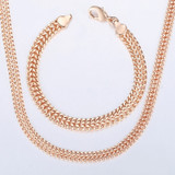 Davieslee Jewelry Sets For Women Men 585 Rose Gold Bracelet Necklace Set Double Cuban Weaving Bismark Chain Jewelry 2019 LCS04