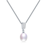 Fine Jewelry Gifts for Women 925 Sterling Silver Freshwater Cultured White Drop Pearl Pendant Necklace,45cm Women Necklace